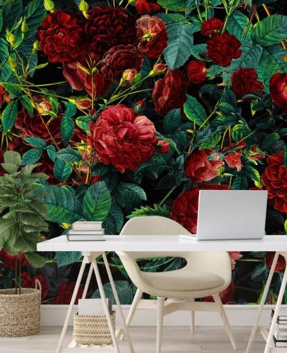 ruby red roses and green leaves wallpaper ruby red roses and green leaves wallpaper