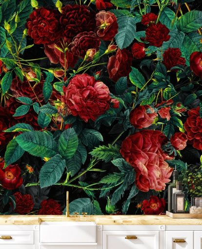 ruby red roses and green leaves wallpaper ruby red roses and green leaves wallpaper
