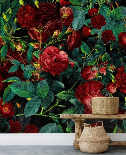 roses rouges rubis et feuilles vertes papier peint roses rouges rubis et feuilles vertes papier peint