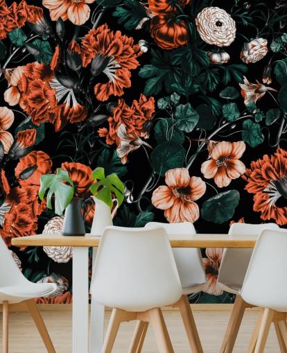 rode bloemen op donkere achtergrond behang rode bloemen op donkere achtergrond behang