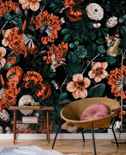 red flowers on dark background wallpaper