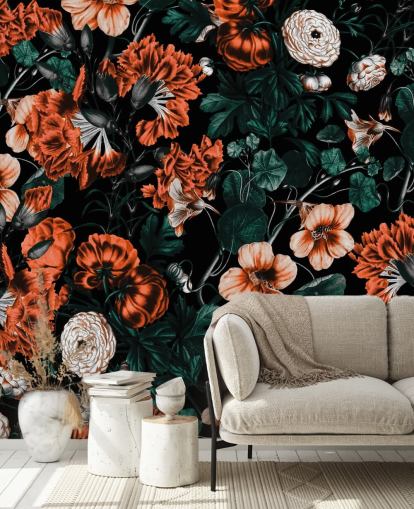 red flowers on dark background wallpaper