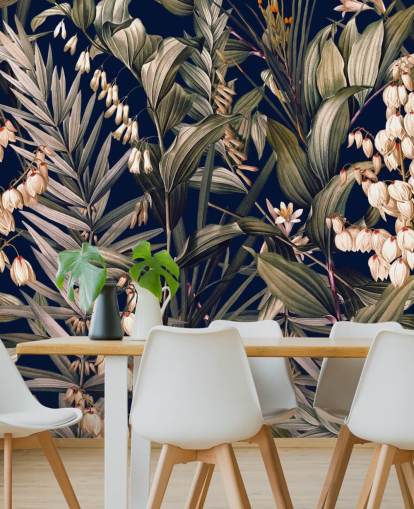 small white flowers and green leaves wallpaper