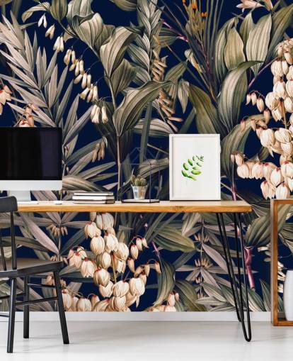 papel de parede pequenas flores brancas e folhas verdes papel de parede pequenas flores brancas e folhas verdes