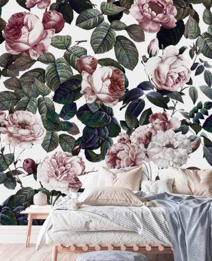 papier peint rose clair et feuilles vertes papier peint rose clair et feuilles vertes