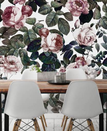 light pink roses and green leaves wallpaper