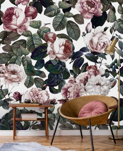 papier peint rose clair et feuilles vertes papier peint rose clair et feuilles vertes