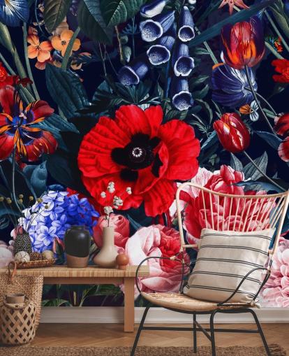 rød og blå floral tapet rød og blå floral tapet