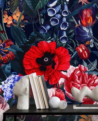 rød og blå floral tapet rød og blå floral tapet