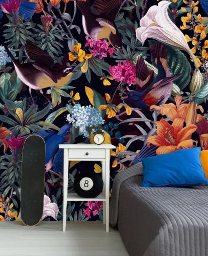 papel pintado de flores y pájaros cantores de papel pintado de flores y pájaros cantores de