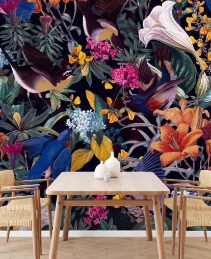 colourful flowers and singing birds wallpaper colourful flowers and singing birds wallpaper