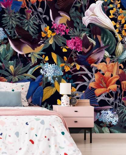 colourful flowers and singing birds wallpaper colourful flowers and singing birds wallpaper