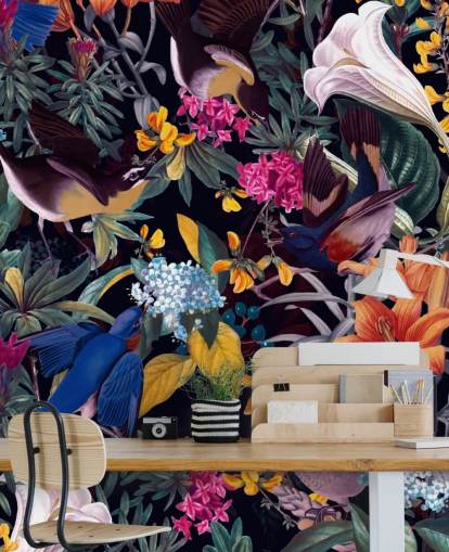 fargerike blomster og sangfugler tapet fargerike blomster og sangfugler tapet