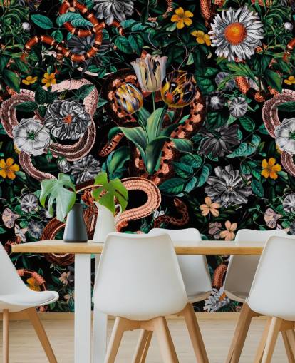 dark floral and snake pattern wallpaper dark floral and snake pattern wallpaper
