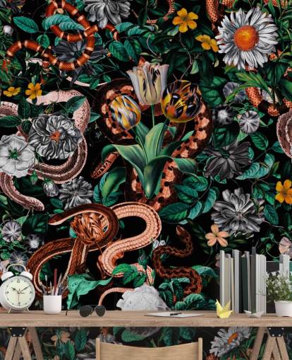 dark floral and snake pattern wallpaper dark floral and snake pattern wallpaper