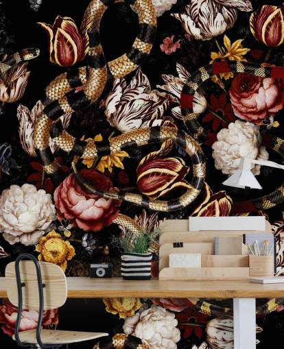 dark floral and snake wallpaper dark floral and snake wallpaper