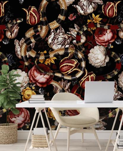 dark floral and snake wallpaper dark floral and snake wallpaper