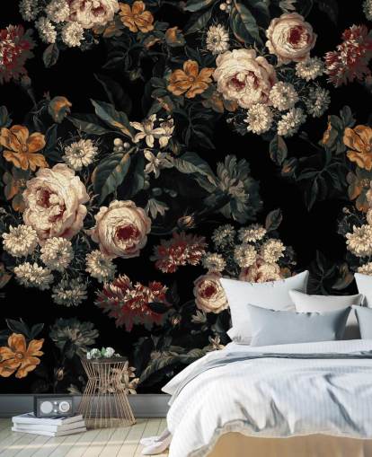 Fond d'écran roses et fleurs florales foncées