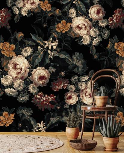 Fond d'écran roses et fleurs florales foncées