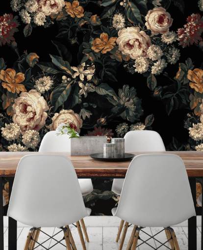 Mörka blommor rosor och blommor tapeter