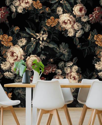 Papel pintado de rosas y flores florales oscuras