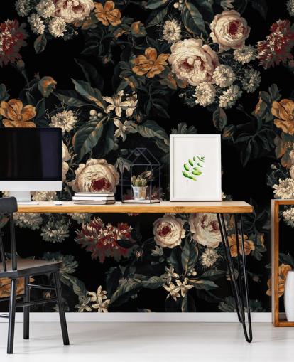 Mörka blommor rosor och blommor tapeter