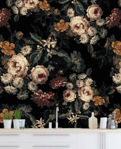 Fond d'écran roses et fleurs florales foncées