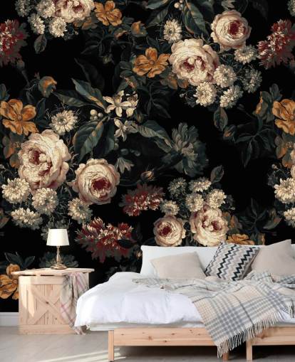 Fond d'écran roses et fleurs florales foncées Fond d'écran roses et fleurs florales foncées