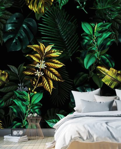 papel de parede de folhas verdes e amarelas papel de parede de folhas verdes e amarelas