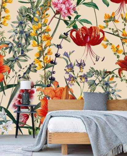Floral wallpaper in multi colours wallpaper Floral wallpaper in multi colours wallpaper