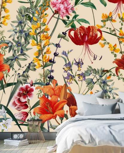 Floral wallpaper in multi colours wallpaper