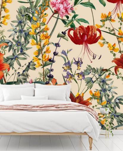 Floral wallpaper in multi colours wallpaper