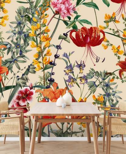 Floral tapet i flere farger tapet