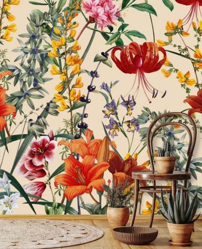 Floral wallpaper in multi colours wallpaper