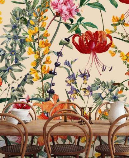 Floral wallpaper in multi colours wallpaper Floral wallpaper in multi colours wallpaper