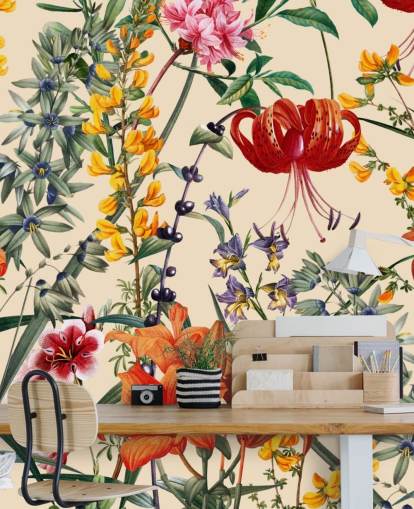 Floral wallpaper in multi colours wallpaper