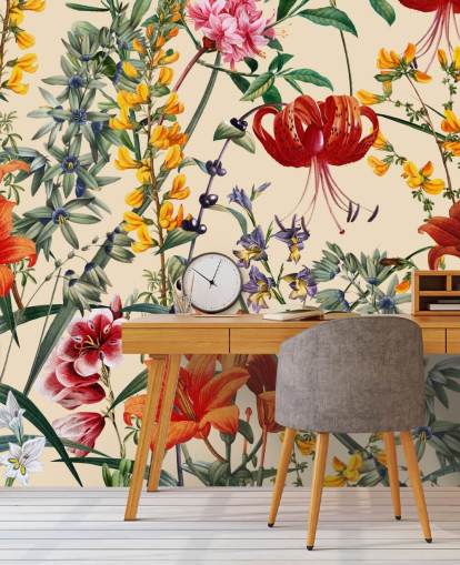 Blomster tapet i flere farver tapet Blomster tapet i flere farver tapet