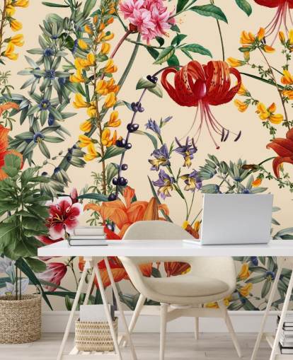 Floral tapet i flere farger tapet Floral tapet i flere farger tapet