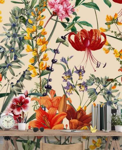 Floral wallpaper in multi colours wallpaper