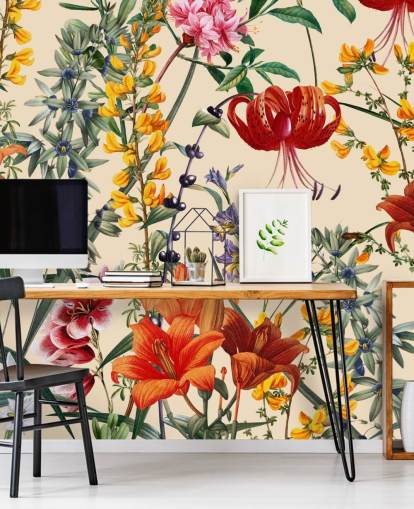 Floral wallpaper in multi colours wallpaper