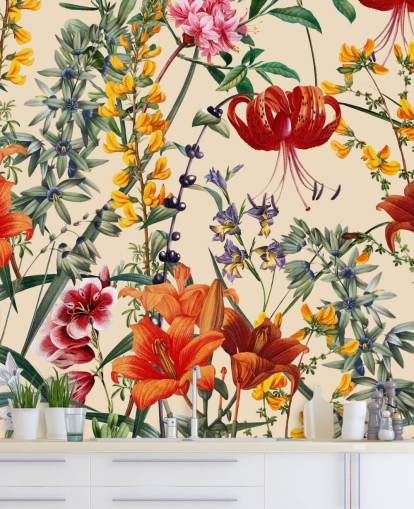 Floral wallpaper in multi colours wallpaper