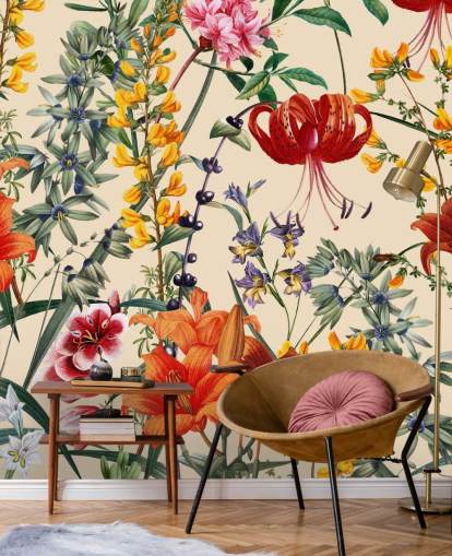 Floral wallpaper in multi colours wallpaper