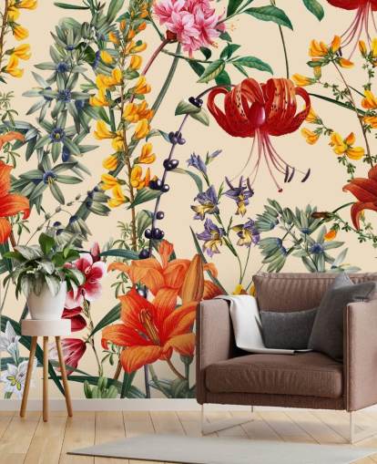 Floral wallpaper in multi colours wallpaper Floral wallpaper in multi colours wallpaper