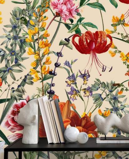 Floral wallpaper in multi colours wallpaper