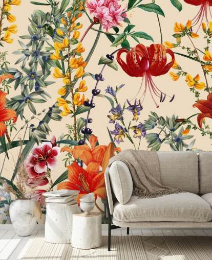Floral wallpaper in multi colours wallpaper