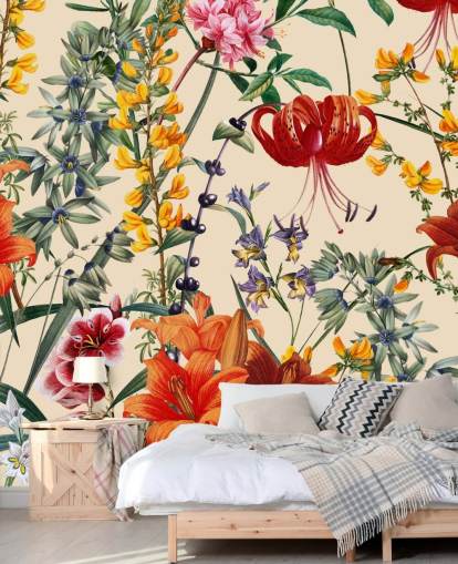 Blomster tapet i flere farver tapet