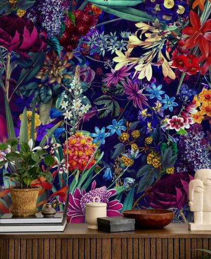 carta da parati floreale scura e colorata