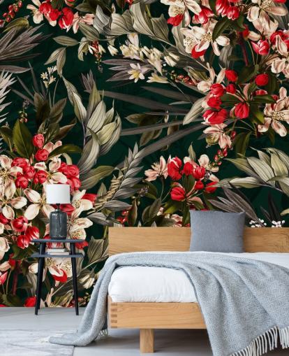 red and black floral wallpaper
