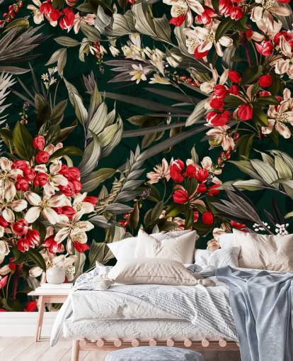 red and black floral wallpaper