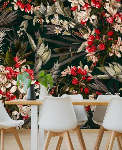 red and black floral wallpaper